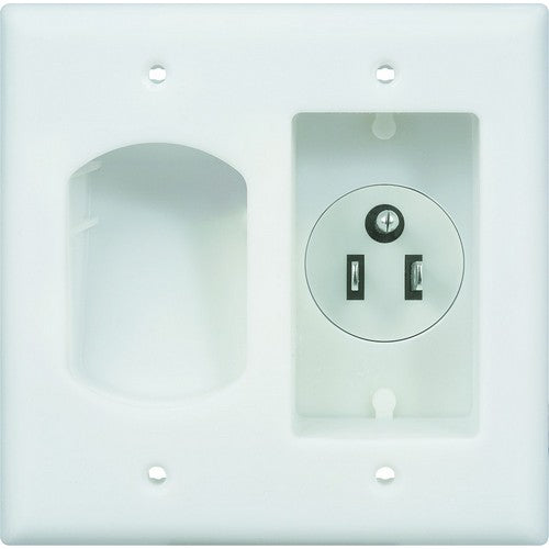 Morris Products Two Gang Low Voltage Cable Plate and Recessed Plug   