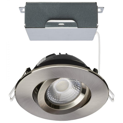 Satco 4 Inch 12 Watt Round LED Architectural Gimbal Downlight Fixture Selectable Brushed Nickel 
