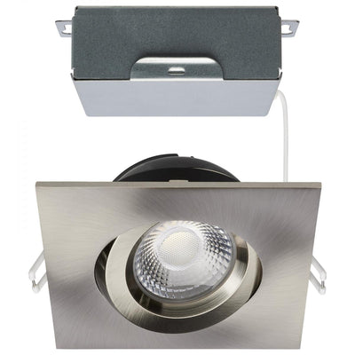 Satco 4 Inch 12 Watt Square LED Architectural Gimbal Downlight Fixture Selectable Brushed Nickel 