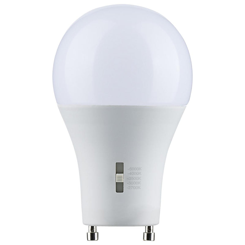 Satco 8.8 Watt LED Dimmable A19 Color Selectable GU24 Light Bulb 2700/3000/3500/4000/5000K Selectable  
