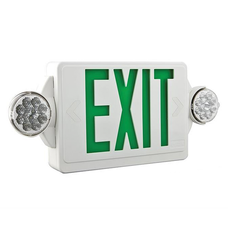 Lithonia Lighting LHQM LED Emergency Exit Sign and Lighting Combo with Battery Backup Green  