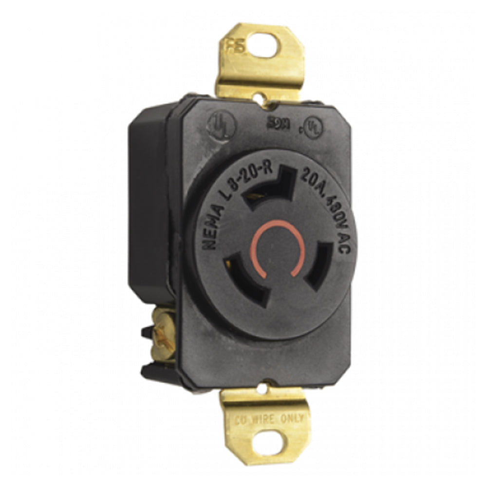 Nema L8-20R 20 Amp 480VAC Turnlok Twist Lock Receptacle – Green