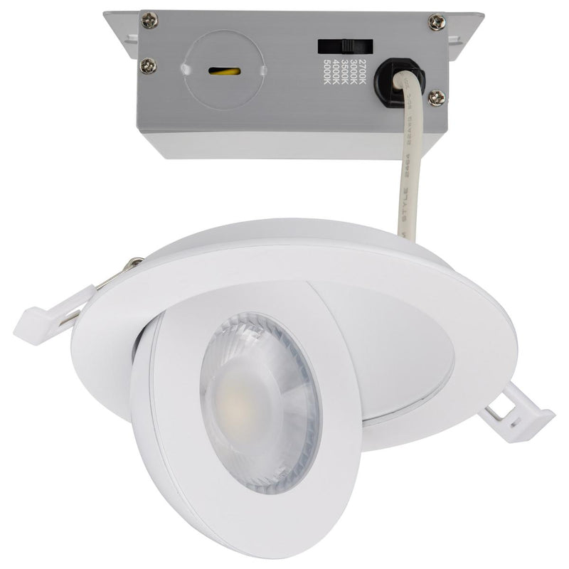 Satco 4 Inch 9 Watt Selectable LED Round Low Profile Gimbal Downlight 2700/3000/3500/4000/5000K Selectable White 