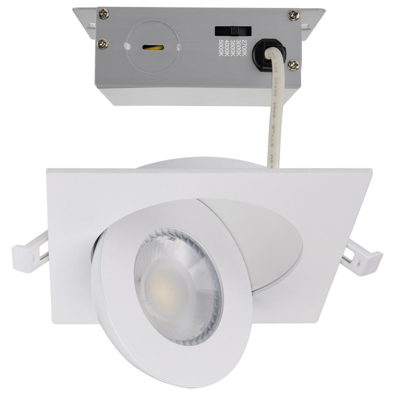 Satco 4 Inch 9 Watt Selectable LED Square Low Profile Gimbal Downlight 2700/3000/3500/4000/5000K Selectable White 