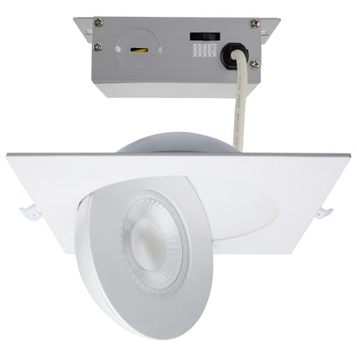 Satco 6 Inch 15 Watt Selectable LED Square Low Profile Gimbal Downlight 2700/3000/3500/4000/5000K Selectable White 