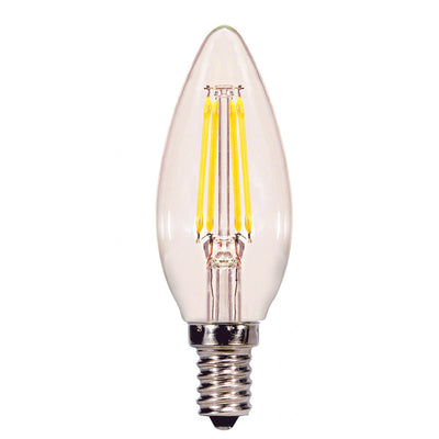 Satco 4.5 Watt Clear Torpedo LED Filament Bulb E12 Candelabra Base 350 Lumens 2700K 2700K Warm White  