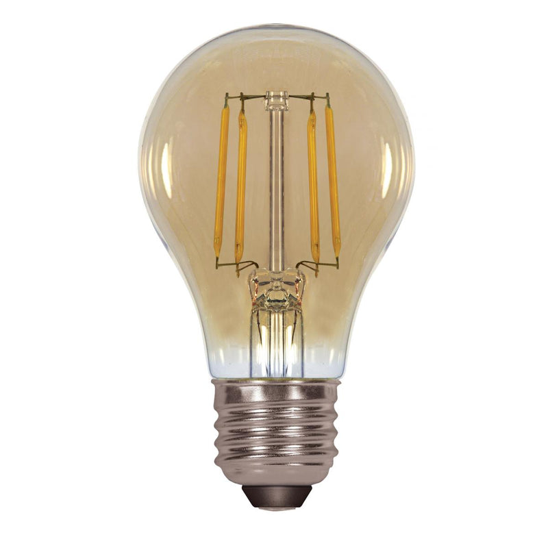 Satco 4.5 Watt Amber LED A19 Filament Bulb 380 Lumens 2200K Super Warm White  