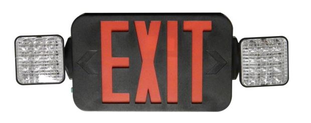 Morris Products Square LED High Output Black Exit Emergency Combo Sign Red  