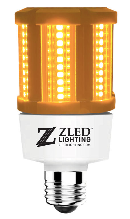 ZLED Lighting 12 Watt Turtle Friendly Mini 100-277V LED E26 Amber Corn Cob Lamp Amber  