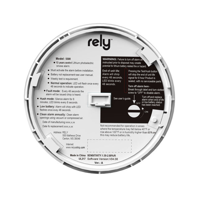 Photoelectric 10 Year Battery Operated Smoke Alarm