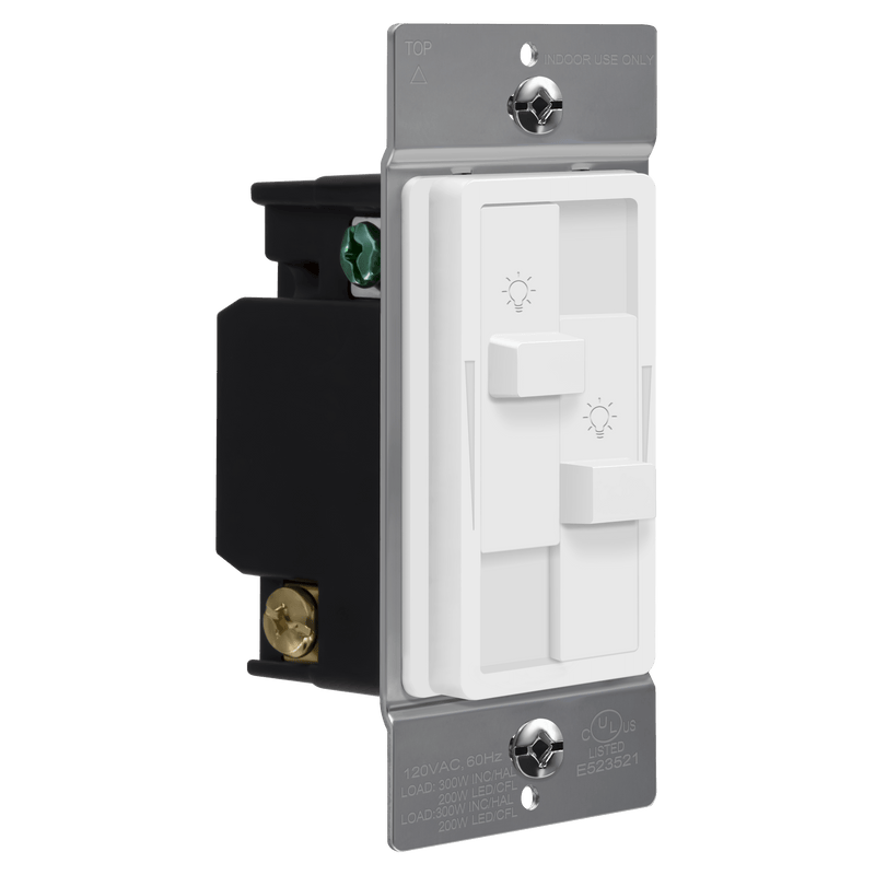Enerlites 2 Single Pole Dual 120V Slide LED Dimmer