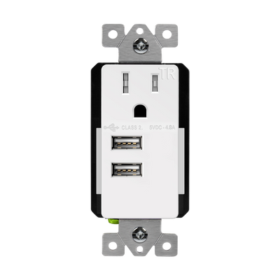 Enerlites 15A Tamper Resistant Interchangeable Dual Type A USB Charger Receptacle