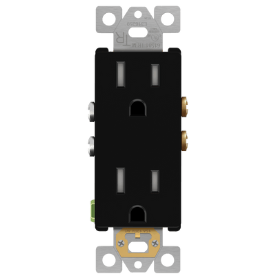 Enerlites 15A Matte Tamper Resistant Self Grounding Duplex Decorator Receptacle Black