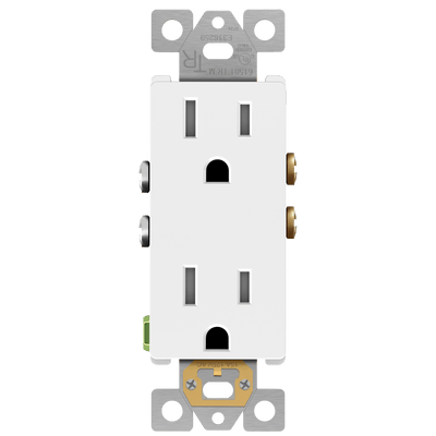 Enerlites 15A Matte Tamper Resistant Self Grounding Duplex Decorator Receptacle White