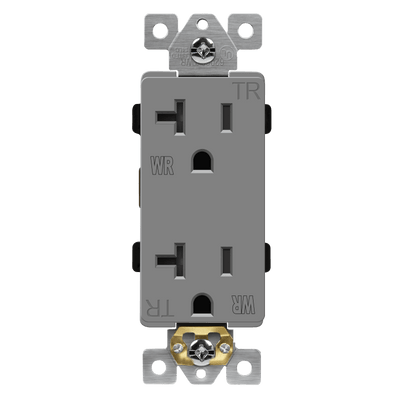 Enerlites 20A Tamper and Water Resistant Back Wired 5-20R Decorator Receptacle Gray  