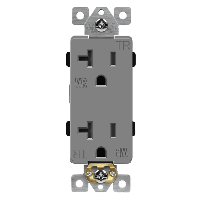 Enerlites 20A Tamper and Water Resistant Back Wired 5-20R Decorator Receptacle Gray  
