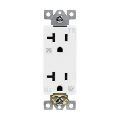 Enerlites 20A Tamper and Water Resistant Back Wired 5-20R Decorator Receptacle White  