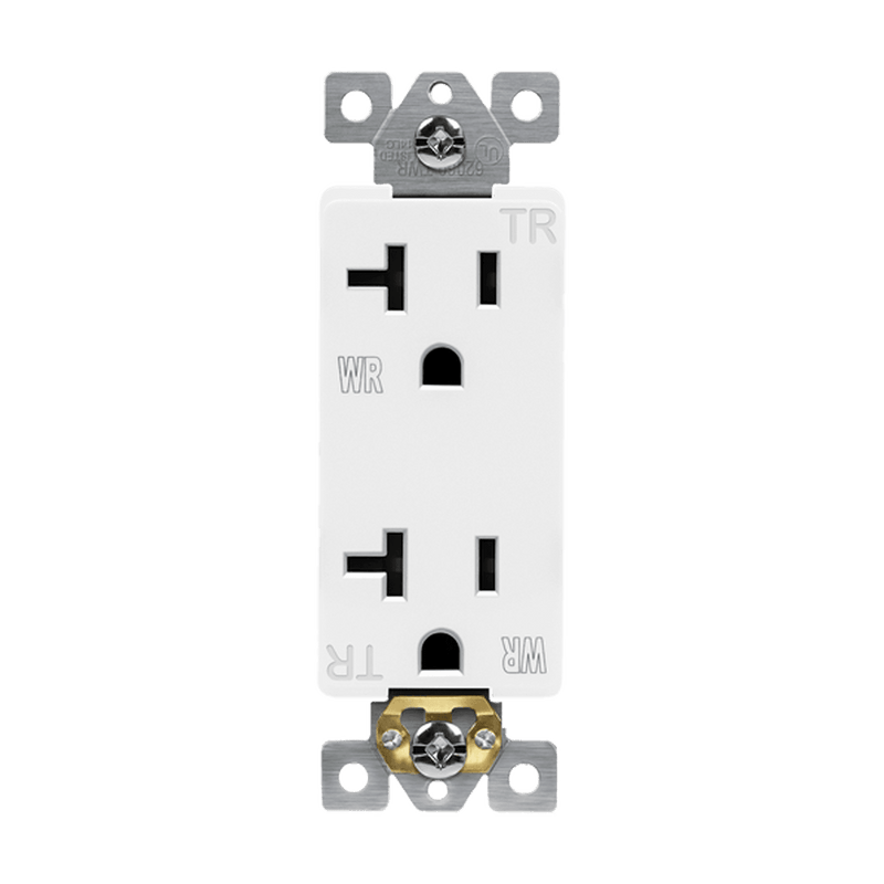 Enerlites 20A Tamper and Water Resistant Back Wired 5-20R Decorator Receptacle White  