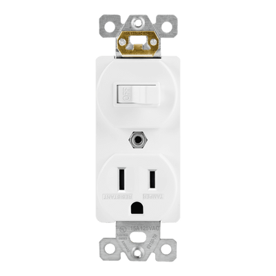 Enerlites 15A Tamper Resistant Toggle and Receptacle Back and Side Wired Self Grounding Switch   