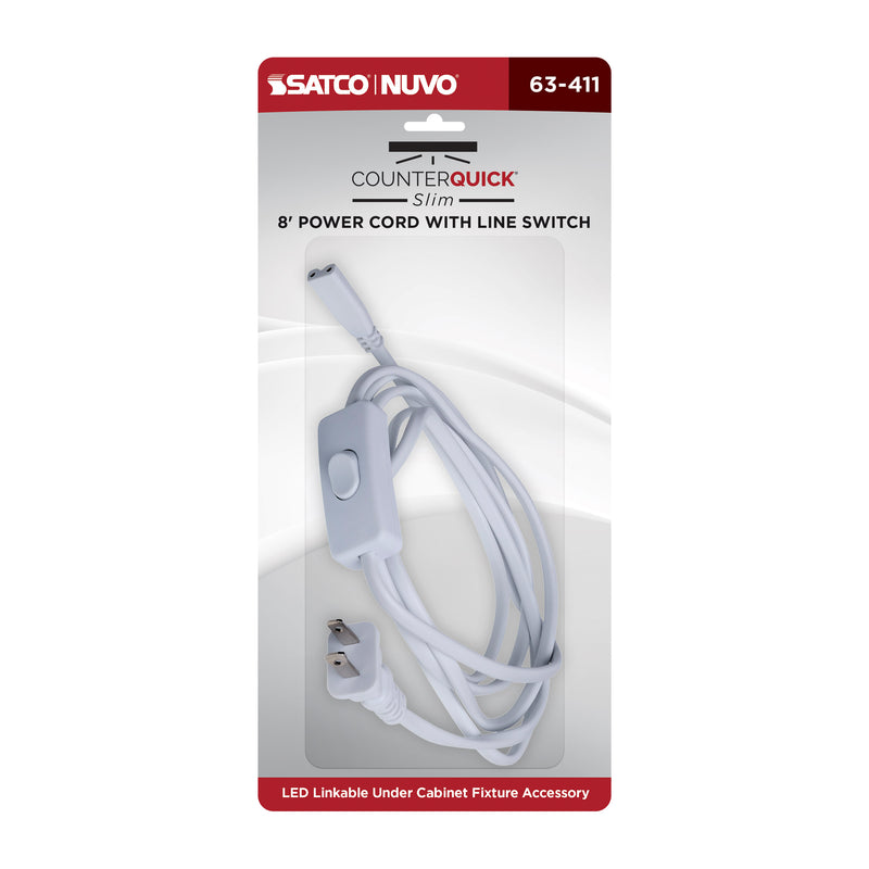 Satco 8 Foot Line Switch and Power Cord for Satco|Nuvo CounterQuick Slim Series