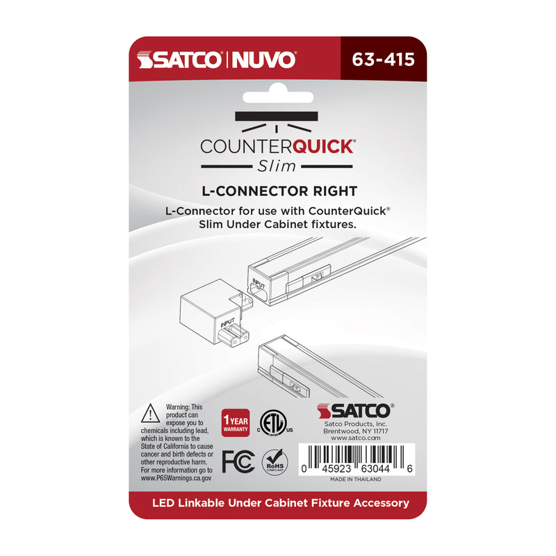 Satco Right Angle L-Connector for Satco|Nuvo CounterQuick Slim Series