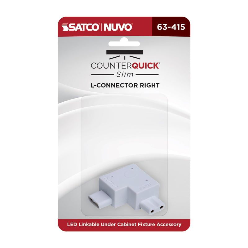 Satco Left Angle L-Connector for Satco|Nuvo CounterQuick Slim Series