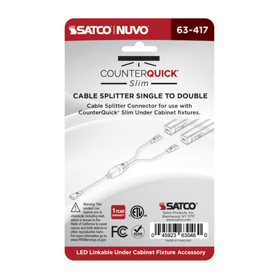 Satco Cable Splitter Single to Double for Satco|Nuvo CounterQuick Slim Series