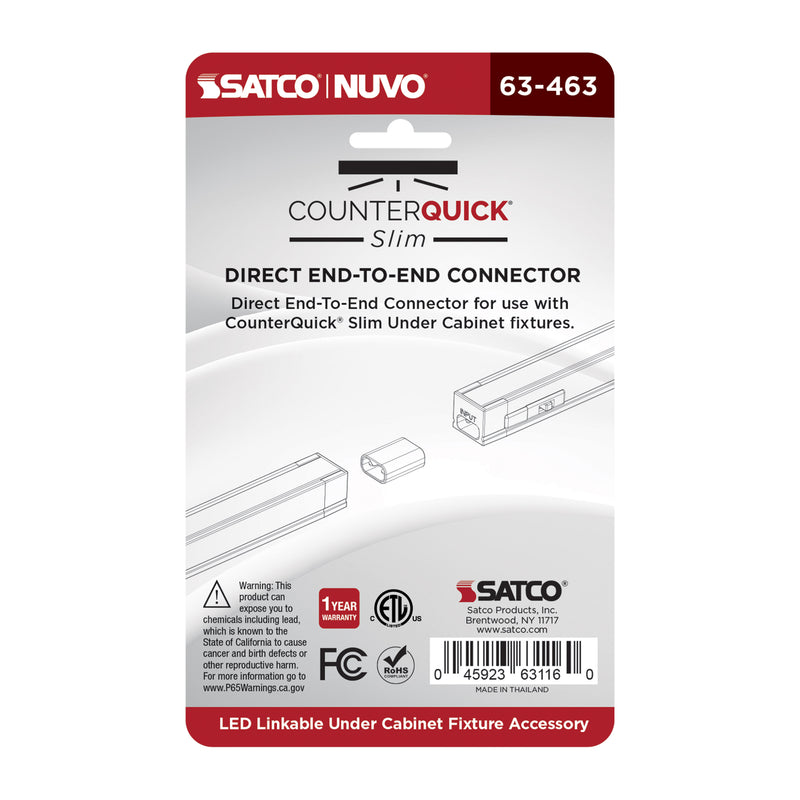 Satco Direct End-To-End Connector for Satco|Nuvo CounterQuick Slim Series (2-PK)