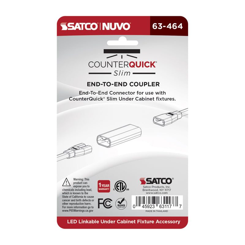Satco End-To-End Cable Coupler for Satco|Nuvo CounterQuick Slim Series