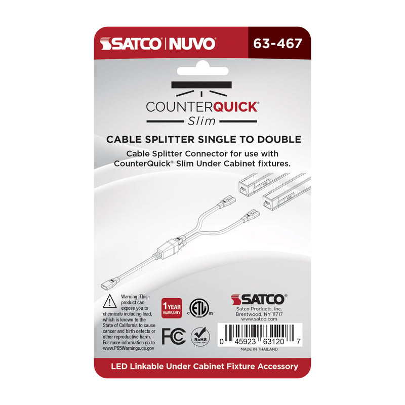 Satco Cable Splitter Single to Double for Satco|Nuvo CounterQuick Slim Series