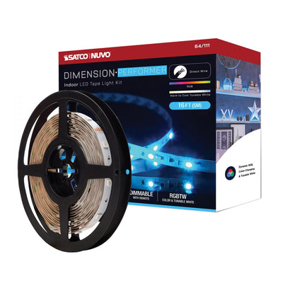 Satco 14 Watt 16 Foot PREFORMER RGBTW Indoor Direct Wired LED Tape Lighting   