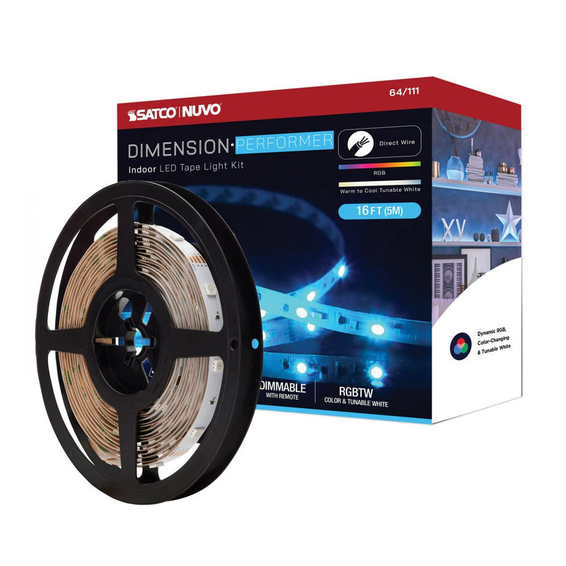 Satco 14 Watt 16 Foot PREFORMER RGBTW Indoor Direct Wired LED Tape Lighting   
