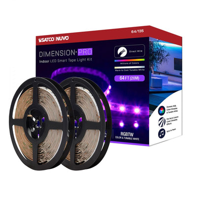 Satco 68 Watt 64 Foot PRO RGBTW Indoor Direct Wired LED Smart Tape Lighting   
