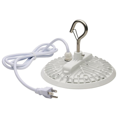 Satco 8 Inch 60 Watt Round LED Hi-Pro Shop Light Fixture - 6 Foot Cord and Plug Included   