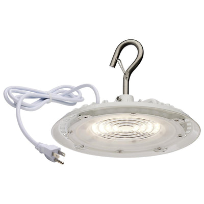 Satco 8 Inch 60 Watt Round LED Hi-Pro Shop Light Fixture - 6 Foot Cord and Plug Included 3000K Warm White White 
