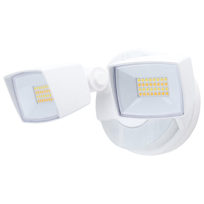 Satco 17/25 Watt Dual Head LED Selectable Flood Light With Night Light 3000/4000/5000K   