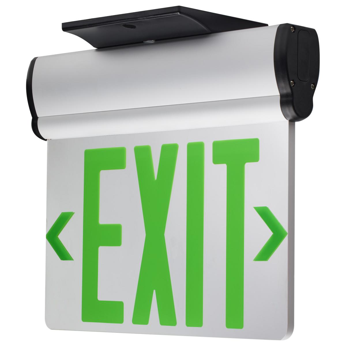 Dual Mirrored Battery Backup Surface Mount LED Edge-Lit Exit Sign ...