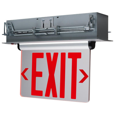 Satco Single Clear Battery Back Up Recessed Mount LED Edge-Lit Exit Sign Red  