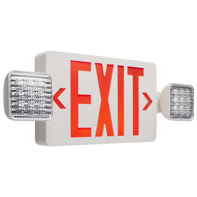 Satco Single or Dual Remote Capable Battery Back Up LED Exit and Emergency Sign Red  