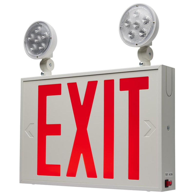 Satco 2 Head Adjustable Red Single/Dual LED Exit and Emergency Sign Red  