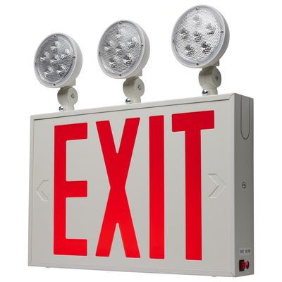 Satco 3 Head Adjustable Red Single/Dual LED Exit and Emergency Sign Red  