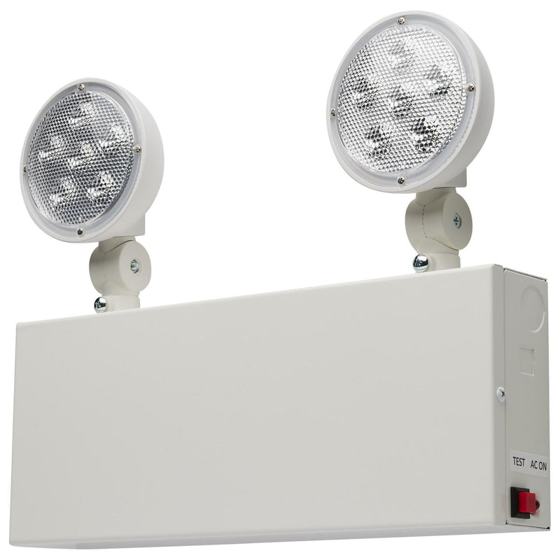Satco 2 Head Adjustable Battery Back Up NYC Approved LED Emergency Light Fixture White  