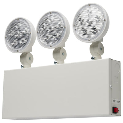 Satco 3 Head Adjustable Battery Back Up NYC Approved LED Emergency Light Fixture White  