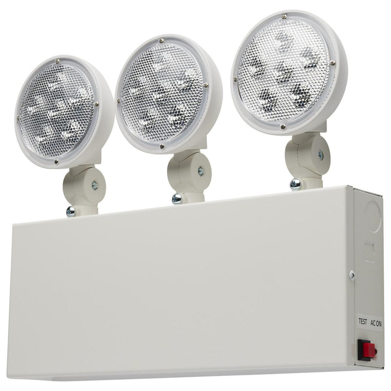 Satco 3 Head Adjustable Battery Back Up NYC Approved LED Emergency Light Fixture White  