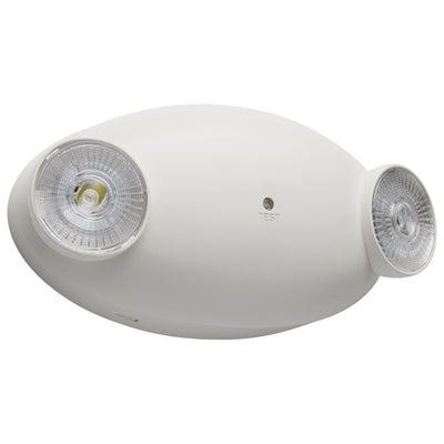 Satco 2 Round Head Battery Back Up LED Emergency Light Fixture White  