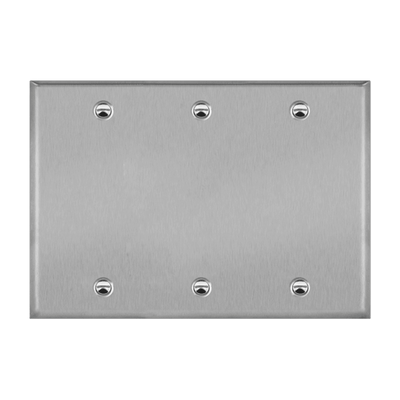Enerlites Stainless Steel Blank Cover Three Gang Wall Plate   