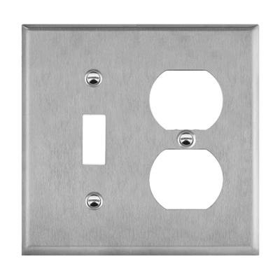 Enerlites Stainless Steel Toggle and Duplex Receptacle Two Gang Wall Plate   