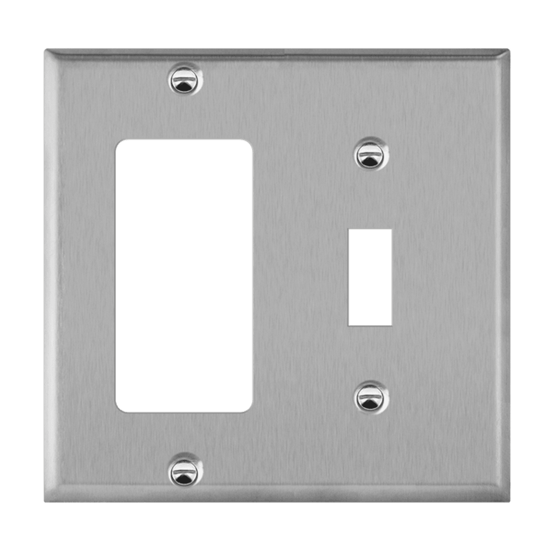 Enerlites Stainless Steel Toggle and Decorator GFCI Receptacle Two Gang Wall Plate   