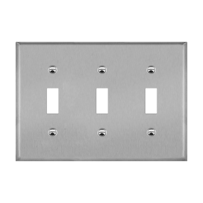 Enerlites Stainless Steel Toggle Switch Three Gang Wall Plate   
