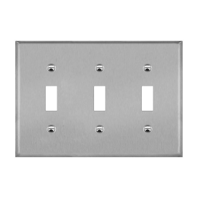 Enerlites Stainless Steel Toggle Switch Three Gang Wall Plate   